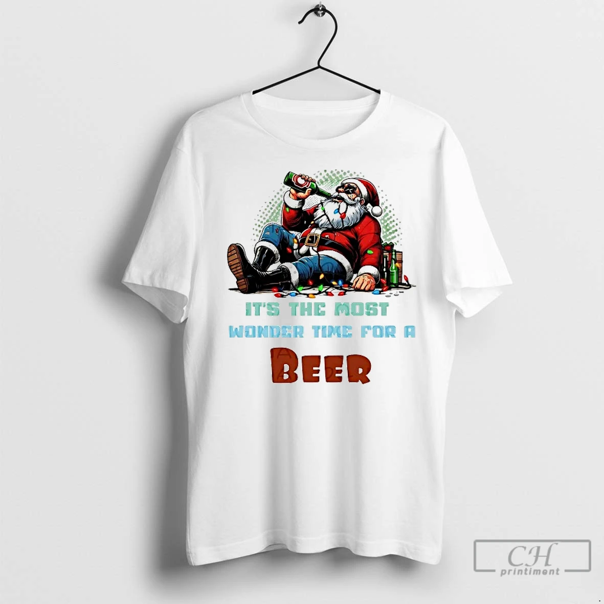 Classic Santa Drunk Its The Most Wonder Time For A Beer T Shirt