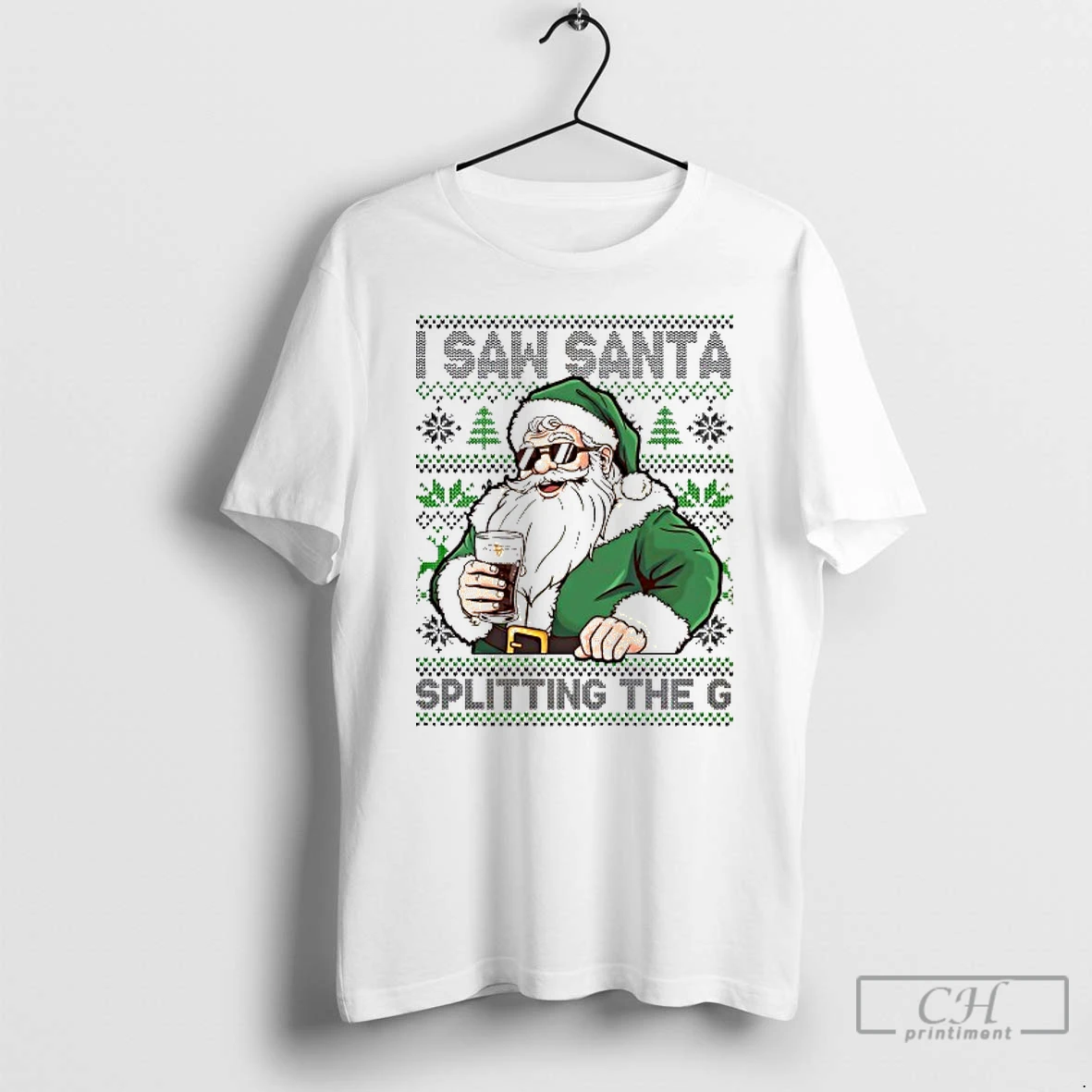 Classic Santa Splitting The G Guinness Ugly Christmas T Shirts Hoodie