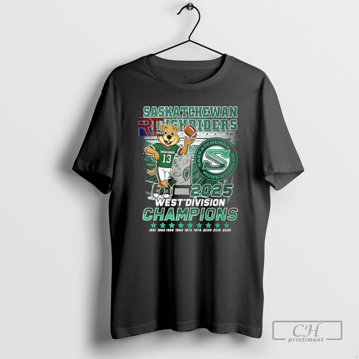 Classic Saskatchewan Roughriders 2025 West Division Champions Mascot Shirt Sweater Hoodie