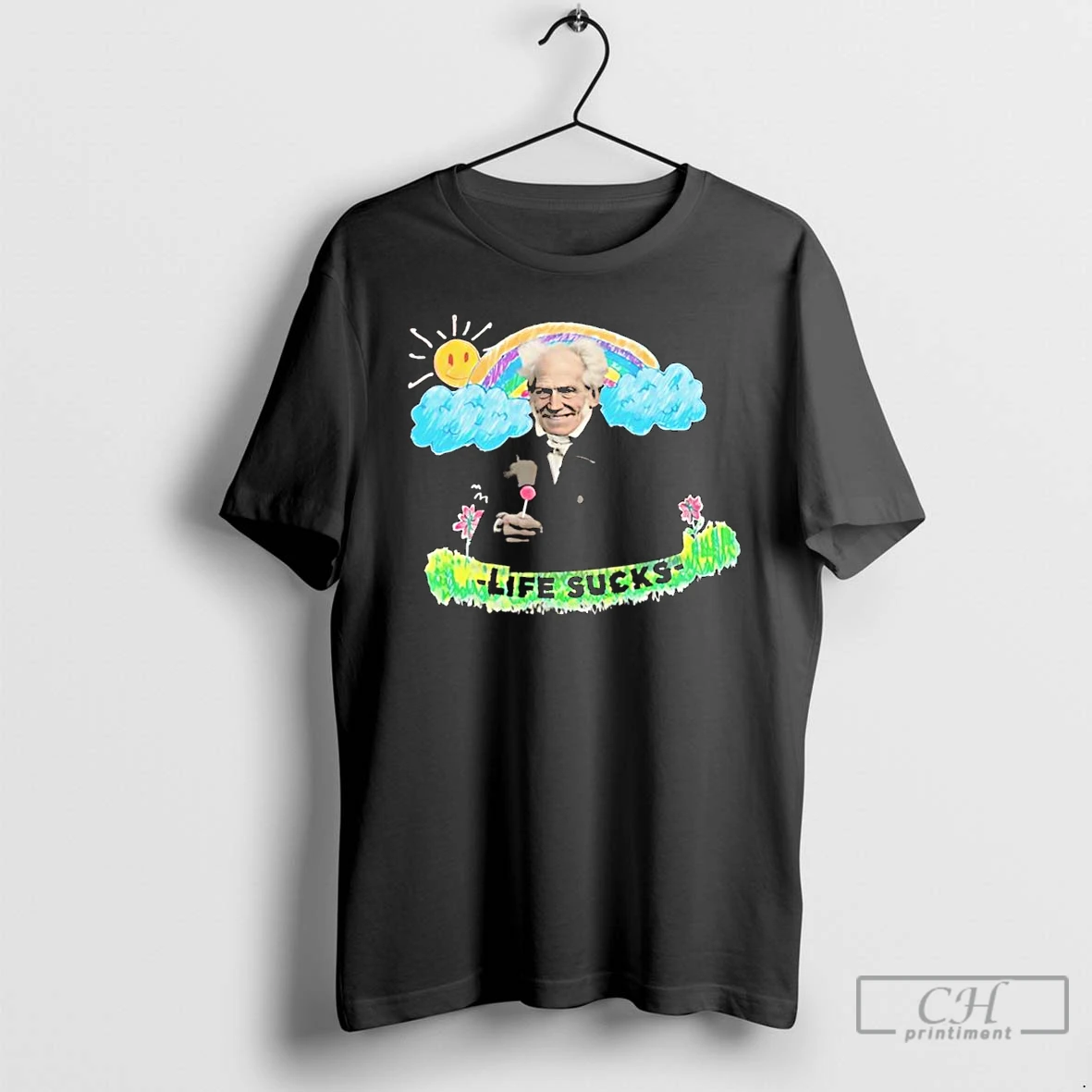 Classic Schopenhauer Life Sucks Rainbow T Shirts Hoodie