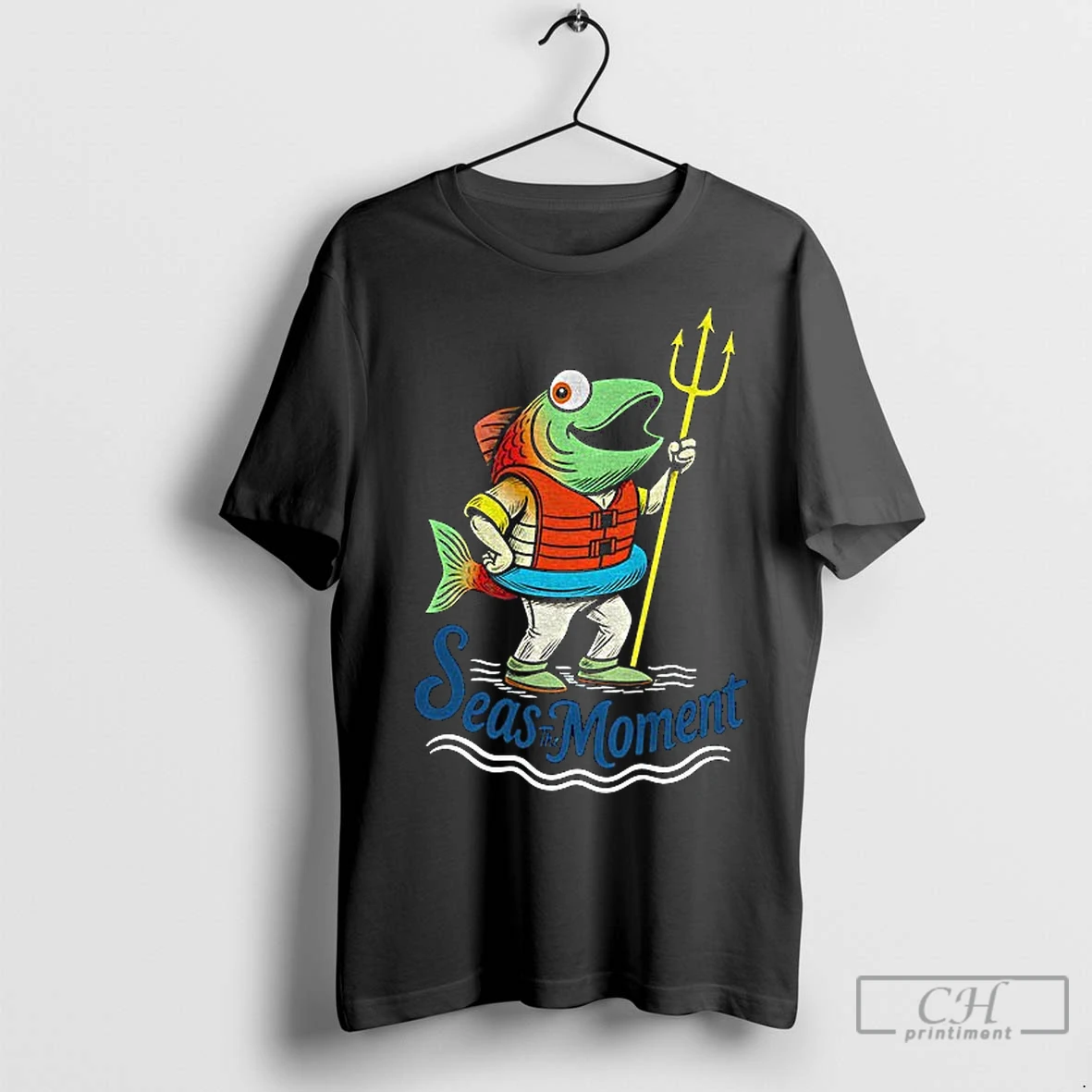 Classic Seattle Mariners Humpy Salmon Holding Trident Seas The Moment T Shirt