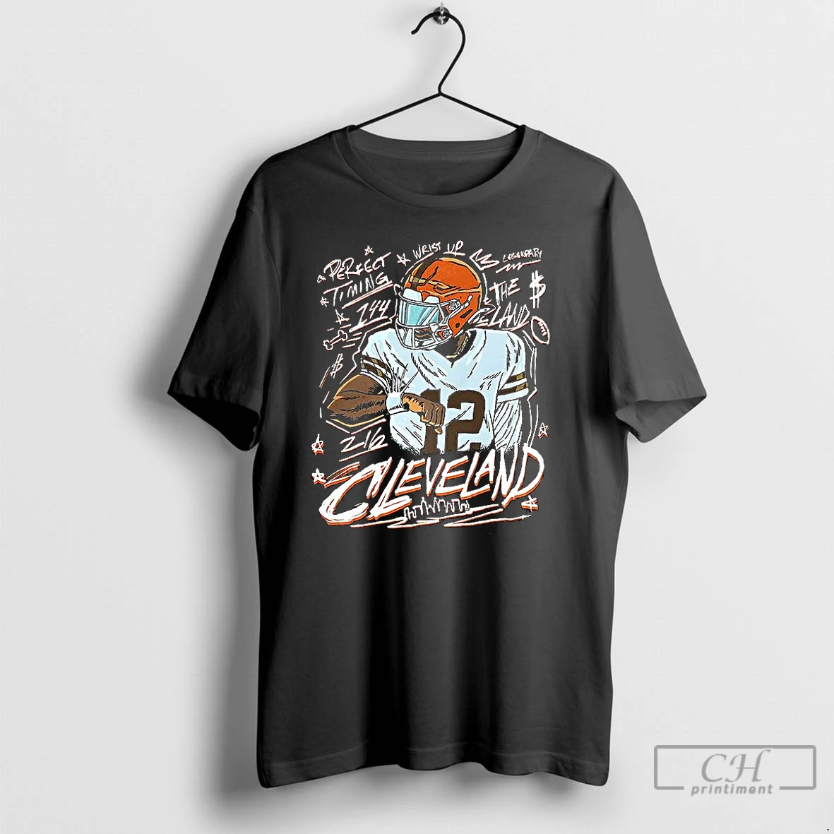 Classic Shedeur Sanders Cleveland Browns Football Perfect Timing Wrist Up Legendary Graphic T Shirts Hoodie Longsleeve