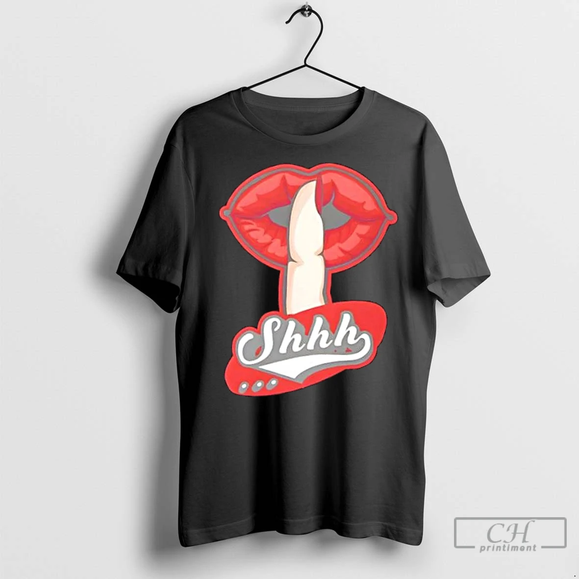 Classic Shhh Lips Sexy Retro Style Graphic T Shirt