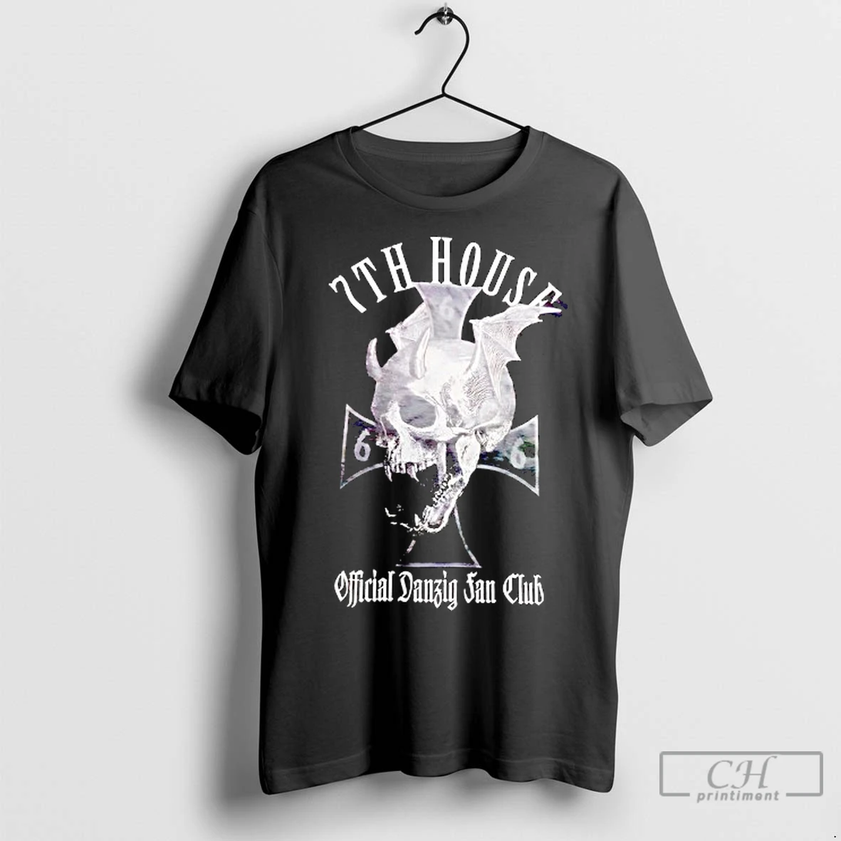 Classic Skull 7th House Danzig Fan Club T Shirt