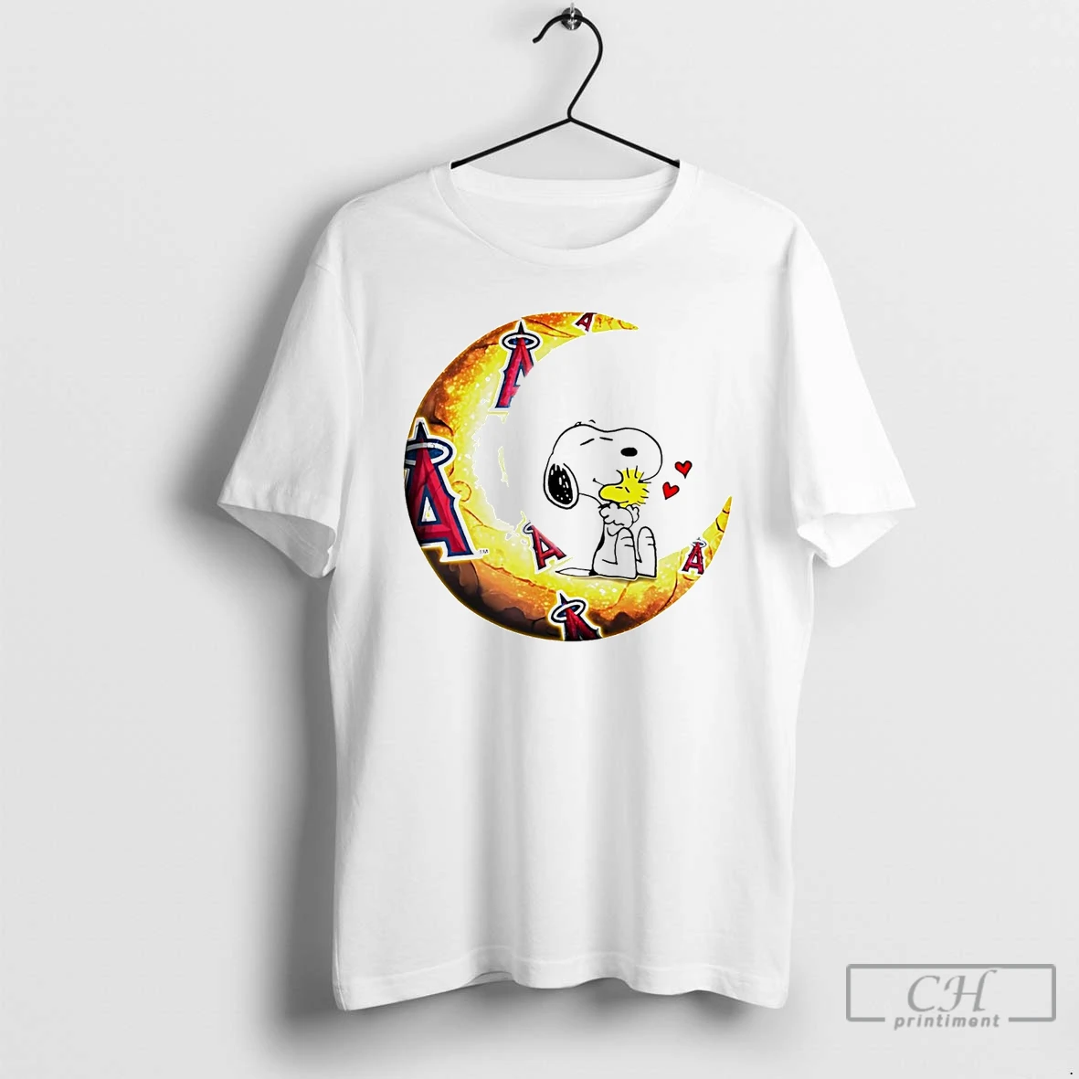 Classic Snoopy And Woodstock Los Angeles Angels To The Moon T Shirts Hoodie Longsleeve