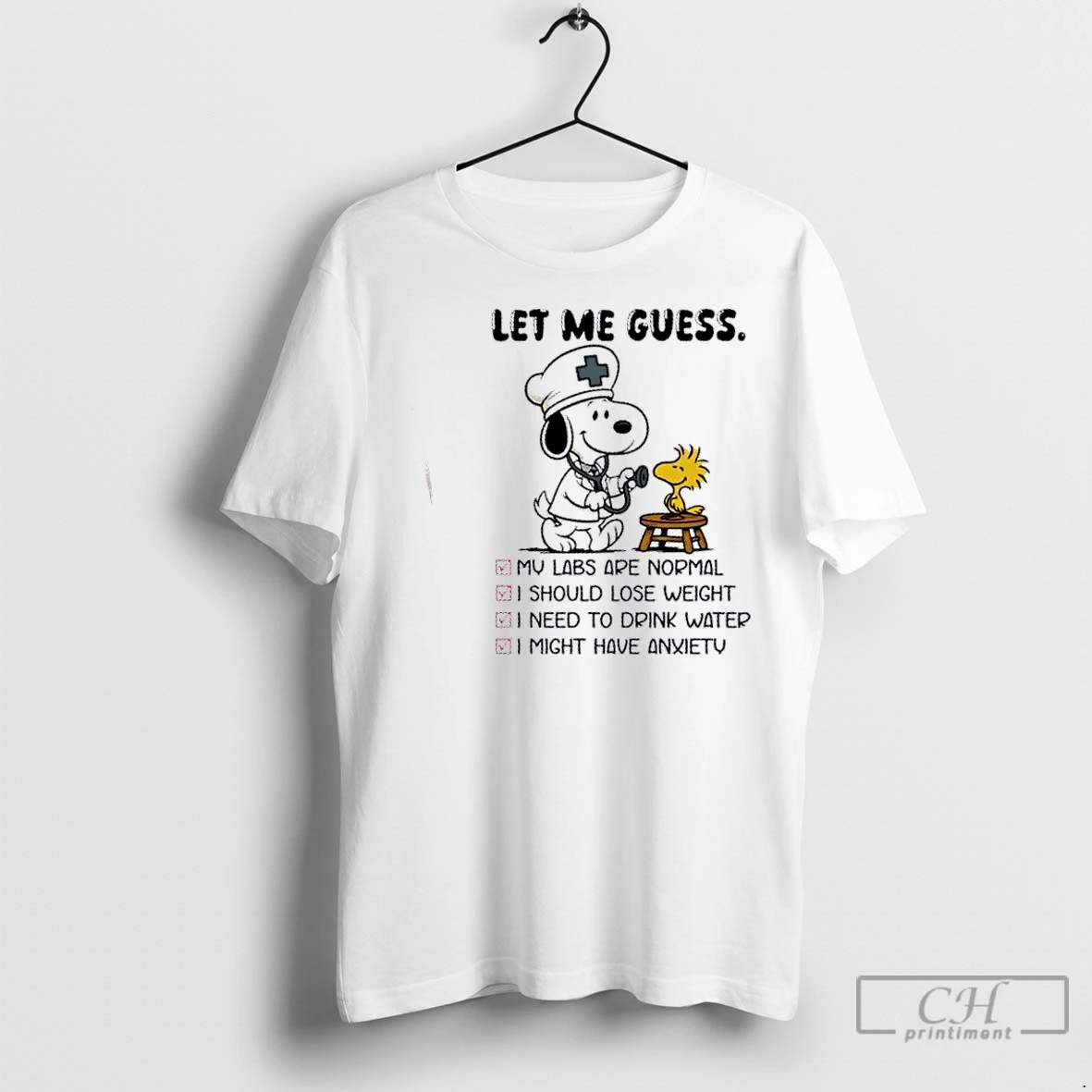 Classic Snoopy X Woodstock Nurse Let Me Guess T Shirt