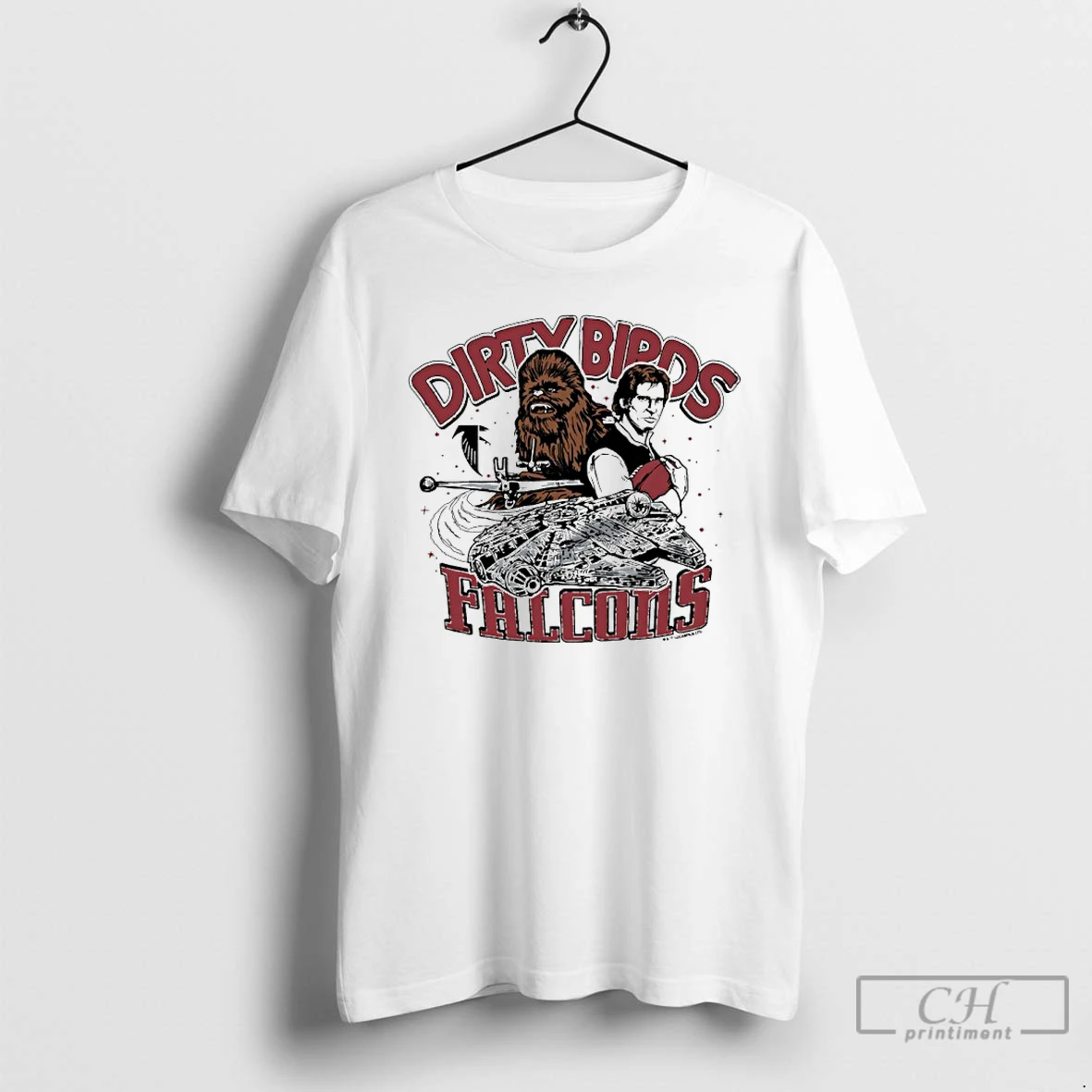 Classic Star Wars Light Side Chewbacca And Han Solo X Atlanta Falcons Dirty Birds T Shirts Hoodie