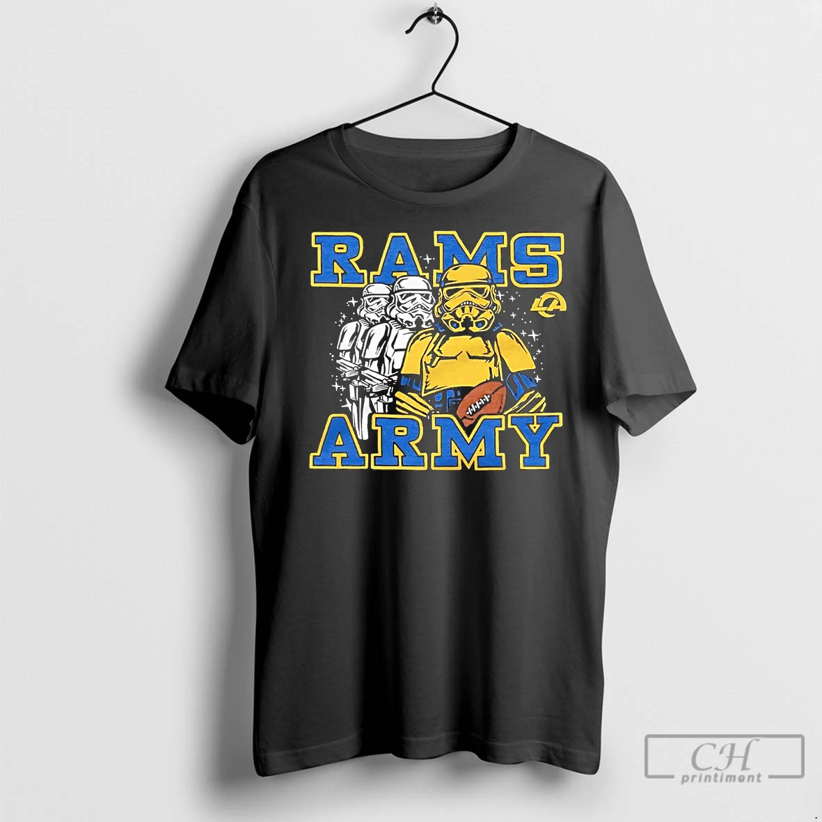 Classic Star Wars Los Angeles Rams Army Football T Shirt