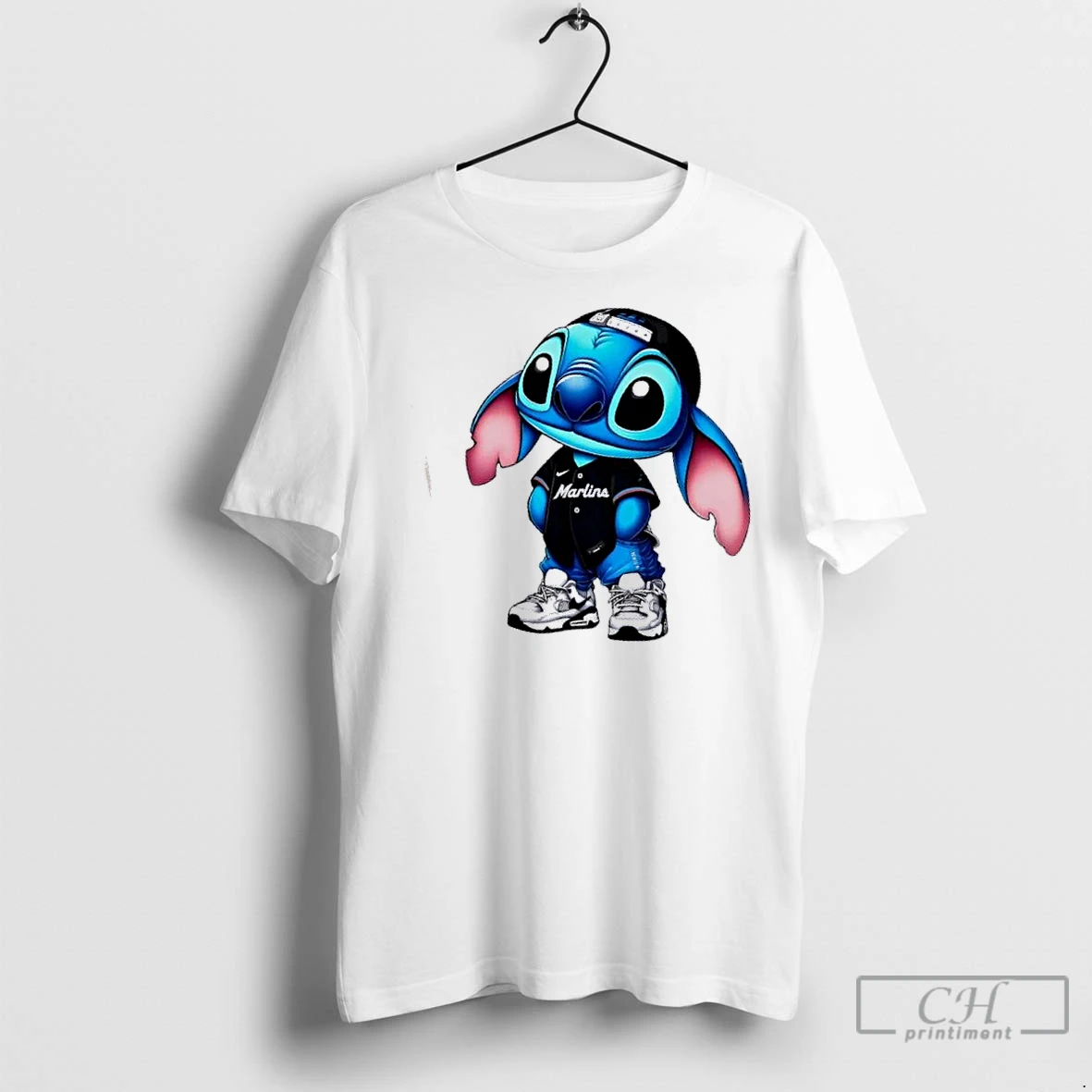 Classic Stitch Wearing Miami Marlins Hip Hop Style T Shirt