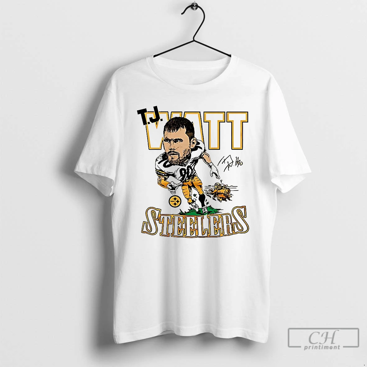 Classic T J Watt Pittsburgh Steelers Football Caricature Player Graphic Signature T Shirts Hoodie