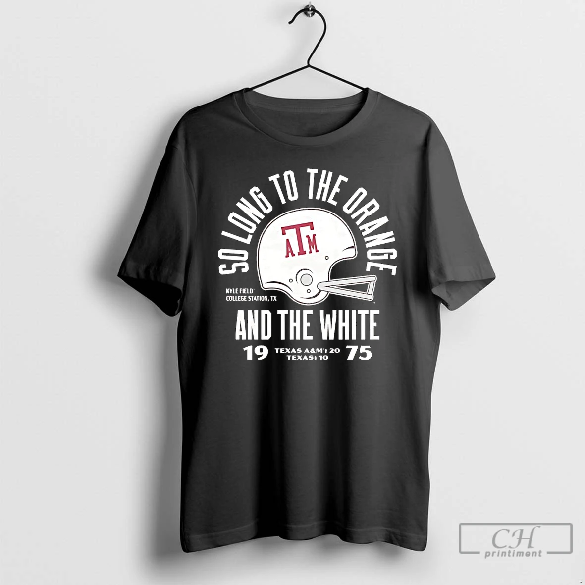 Classic Texas Am Aggie So Long To The Orange And The White War Hymn 1975 Football Helmet T Shirts Hoodie