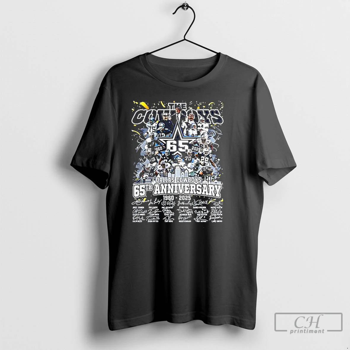 Classic The Dallas Cowboys 65th Anniversary 1960 2025 Player Signature Skyline T Shirts Hoodie