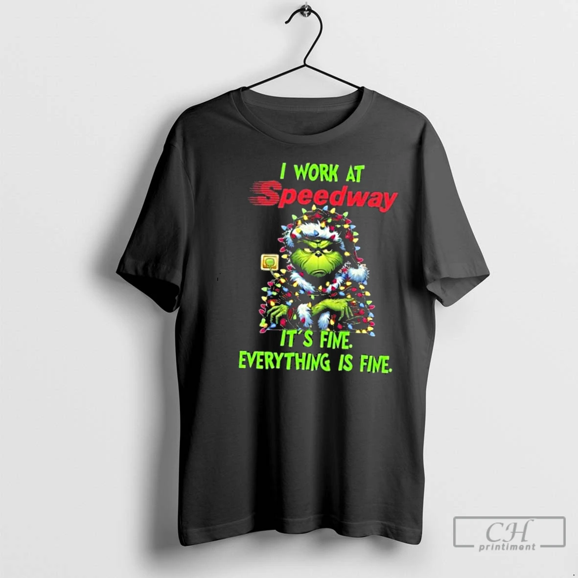 Classic The Grinch I Work At Speedway Its Fine Everything Is Fine Merry Christmas 2025 T Shirt