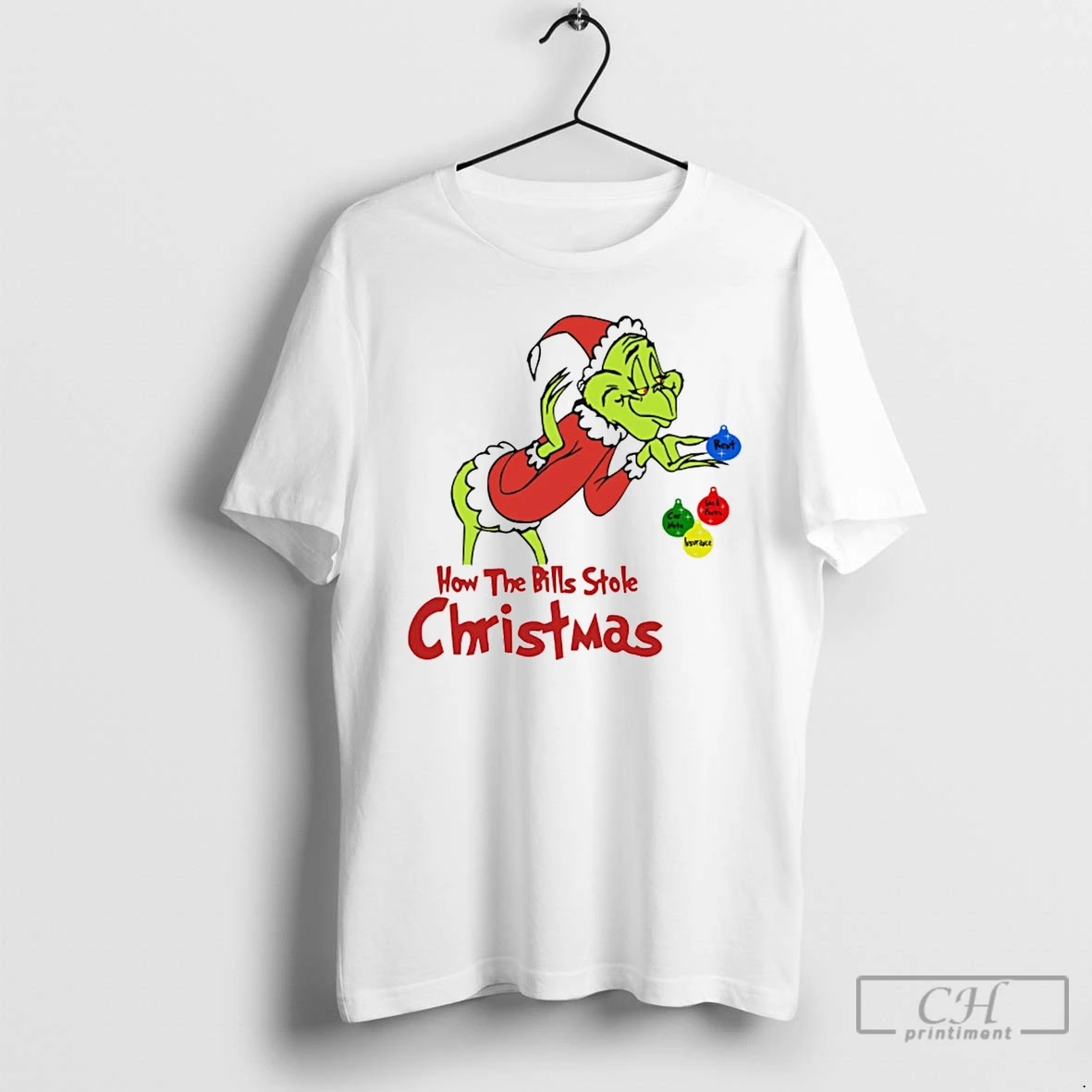 Classic The Grinch How The Bills Stole Christmas White T Shirts Hoodie