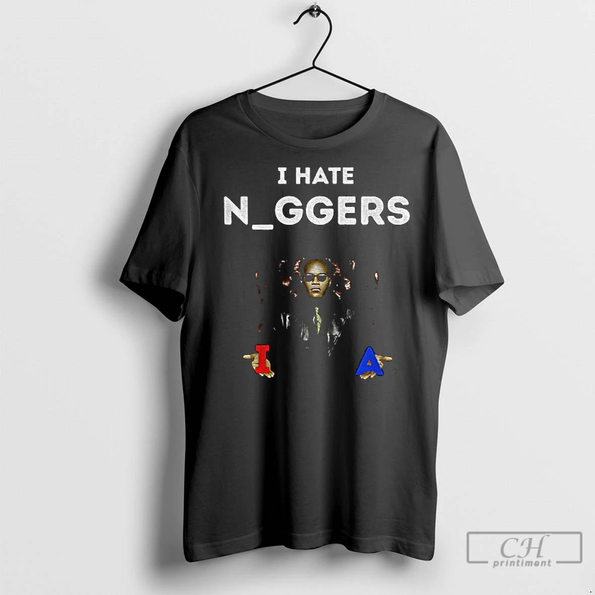 Classic The Matrix Laurence Fishburne I Hate Nggers T Shirt
