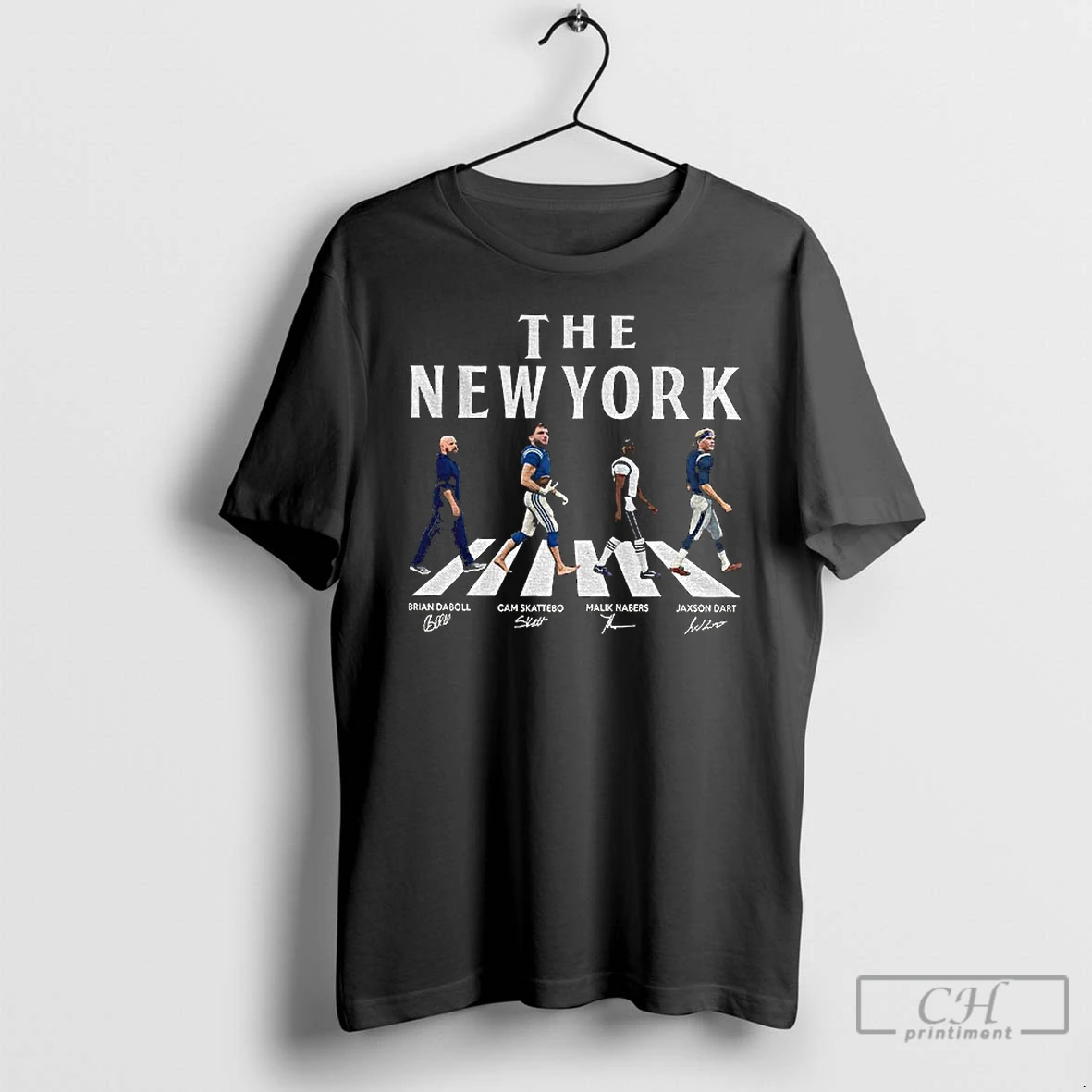 Classic The New York Walking Road Signatures Football Jaxson Dart Malik Nabers Cam Skattebo T Shirts Hoodie