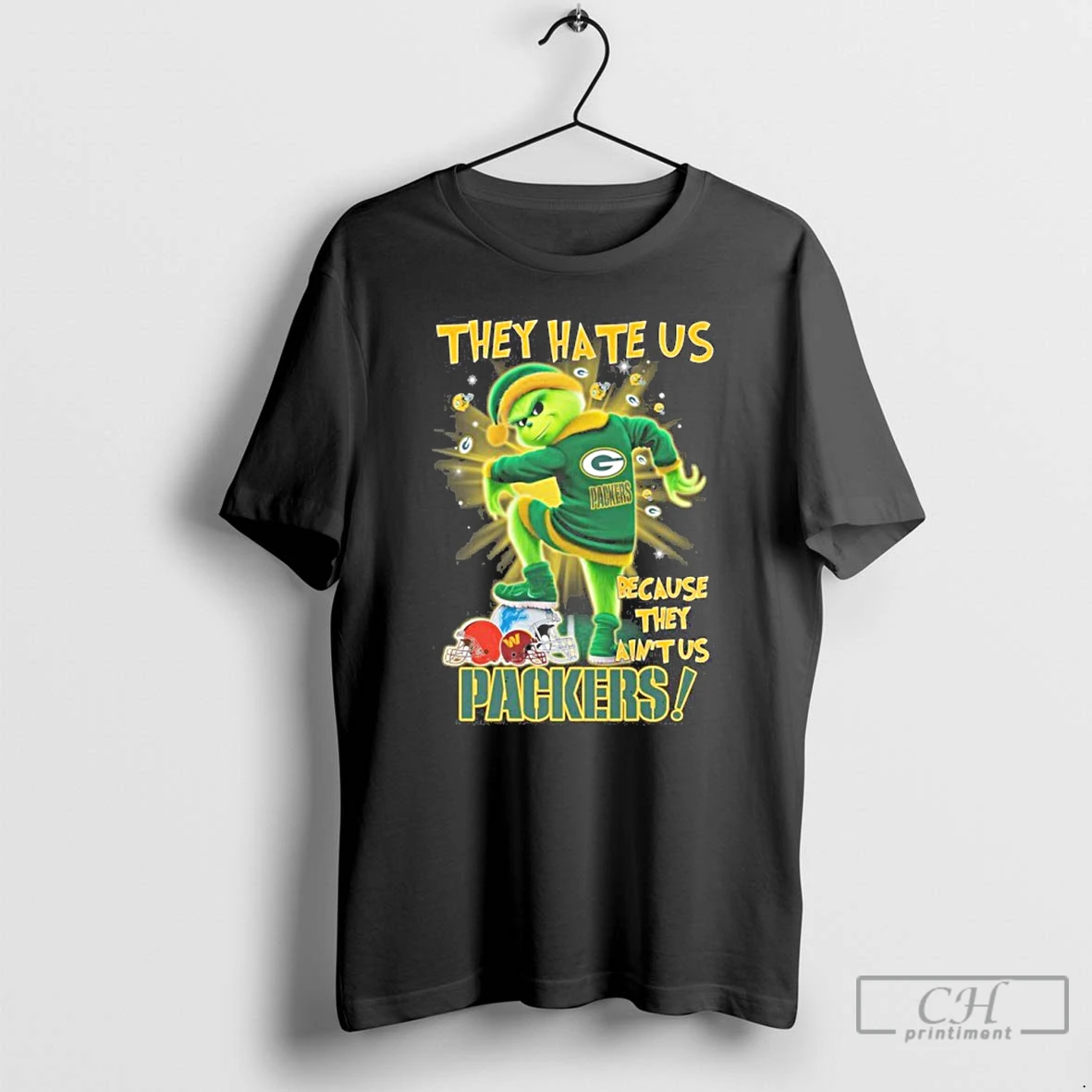 Classic They Hate Us Cause They Aint Us Grinch Green Bay Packers Stomp Nfc Teams Christmas T Shirts Hoodie
