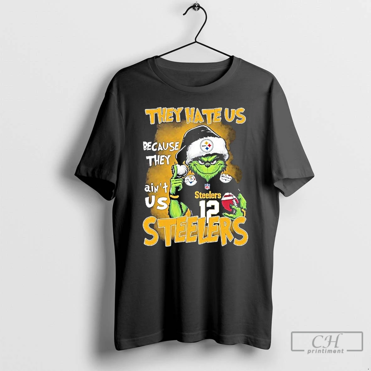 Classic They Hate Us Cause They Aint Us Pittsburgh Steelers Grinch Christmas T Shirts Hoodie