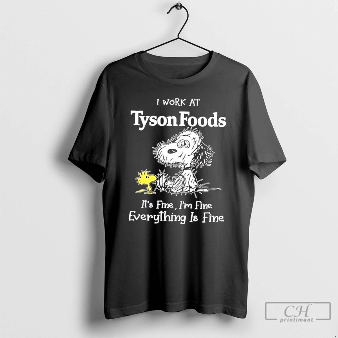 Classic Tired Snoopy I Work At Tyson Foods Its Fine Im Fine Everything Is Fine T Shirts Hoodie