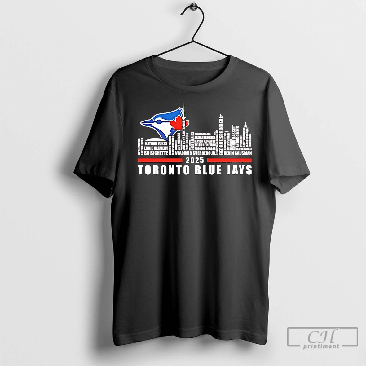Classic Toronto Blue Jays Logo And Skyline 2025 Bo Bichette Vladimir Guerrero Jr Kevin Gausman T Shirt