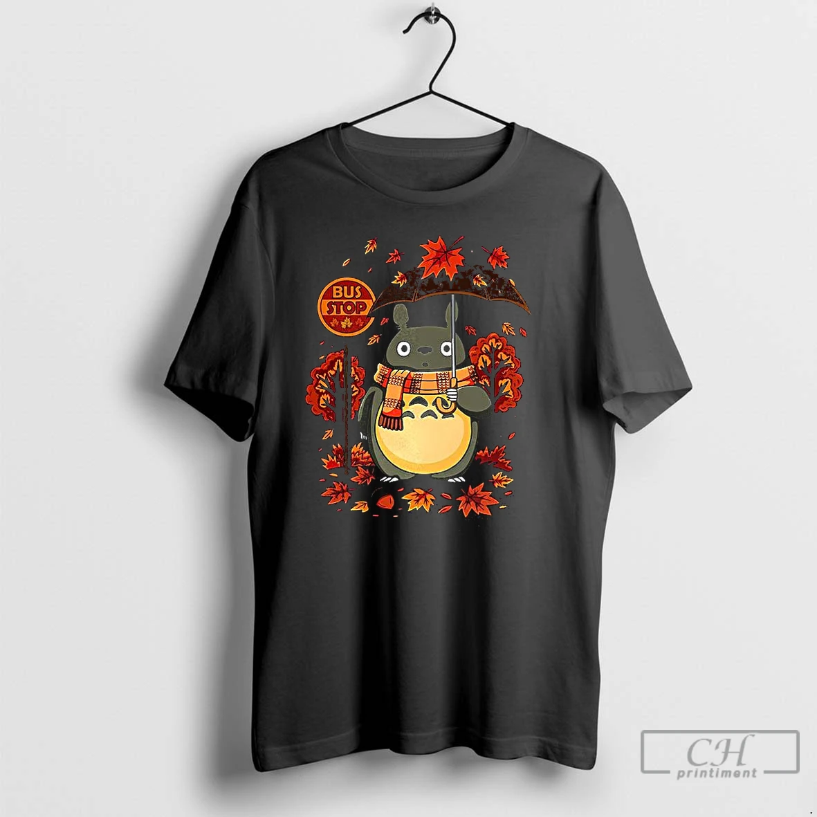 Classic Totoro Autumn Bus Stop T Shirts Hoodie Longsleeve