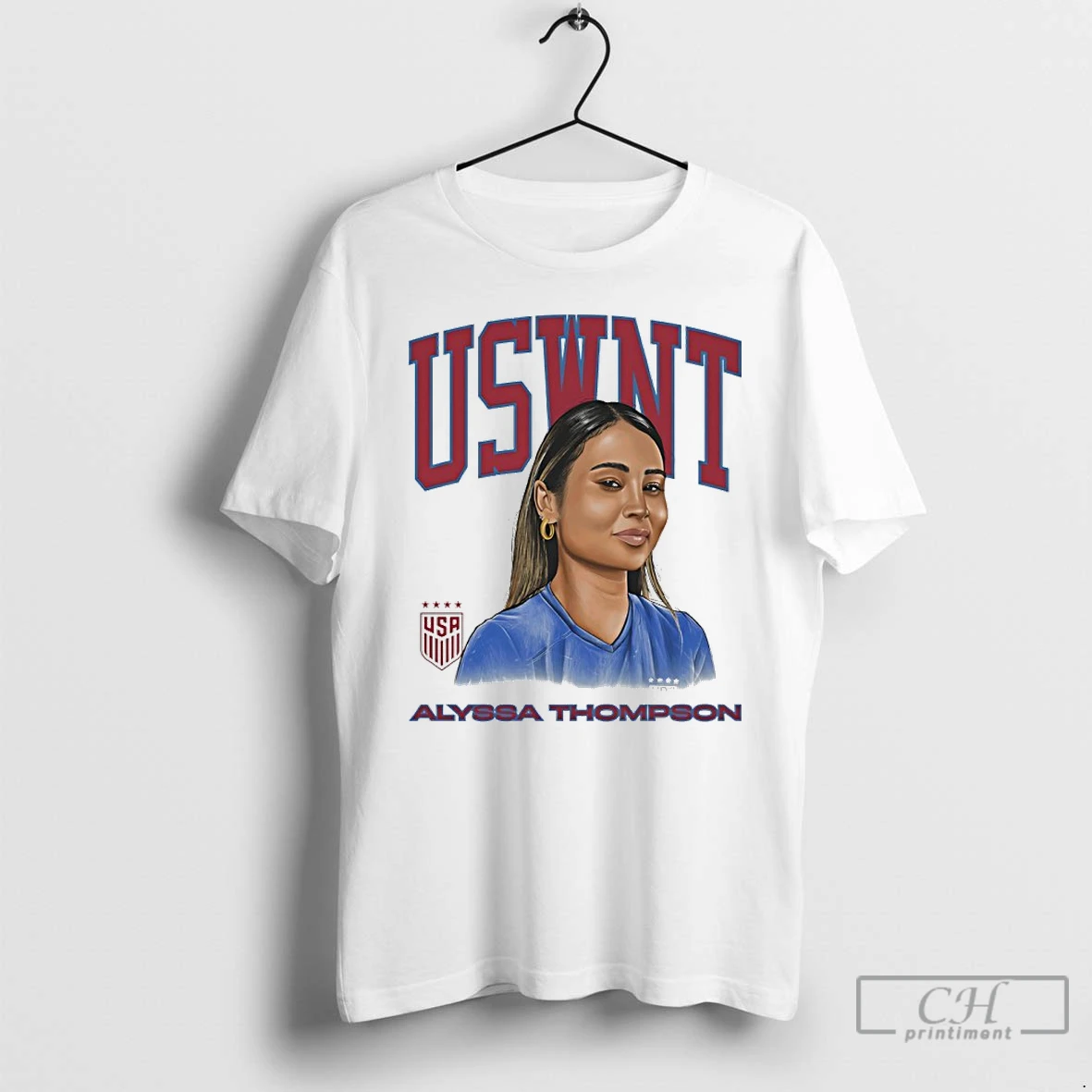 Classic Uswnt Alyssa Thompson Player Portrait Art T Shirts Hoodie