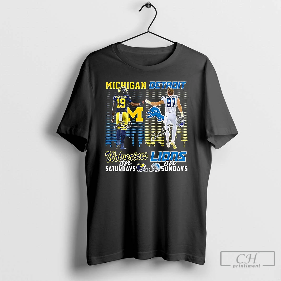 Classic Underwood Wolverines On Saturdays And Aidan Hutchinson Lions On Sundays Signature T Shirts Hoodie