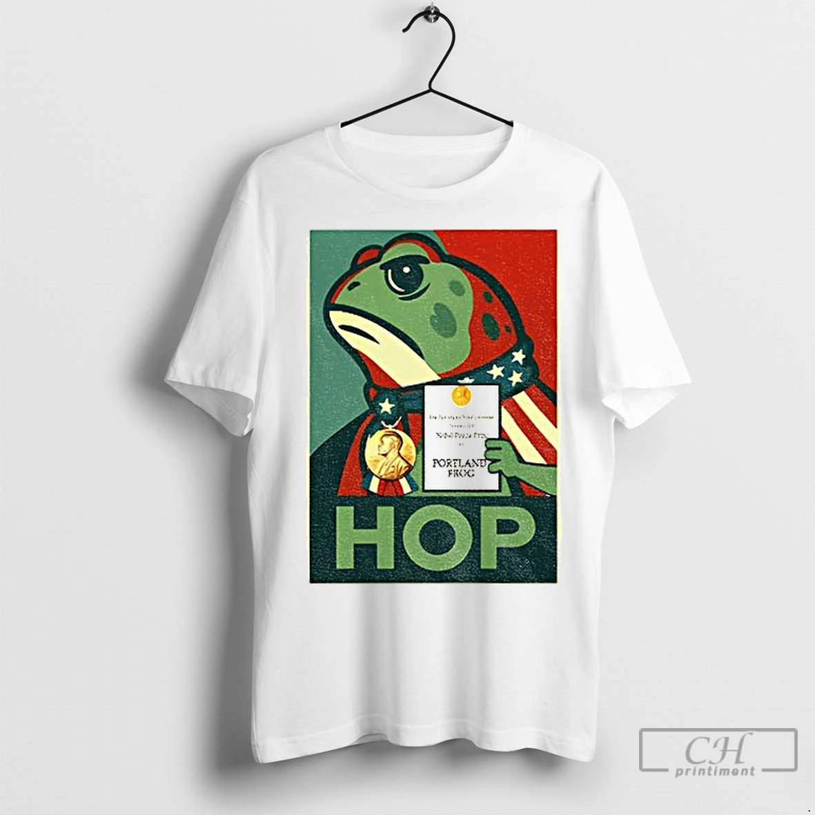 Classic Viral Portland Frog Meme Nobel Peace Prize Funny Political T Shirt