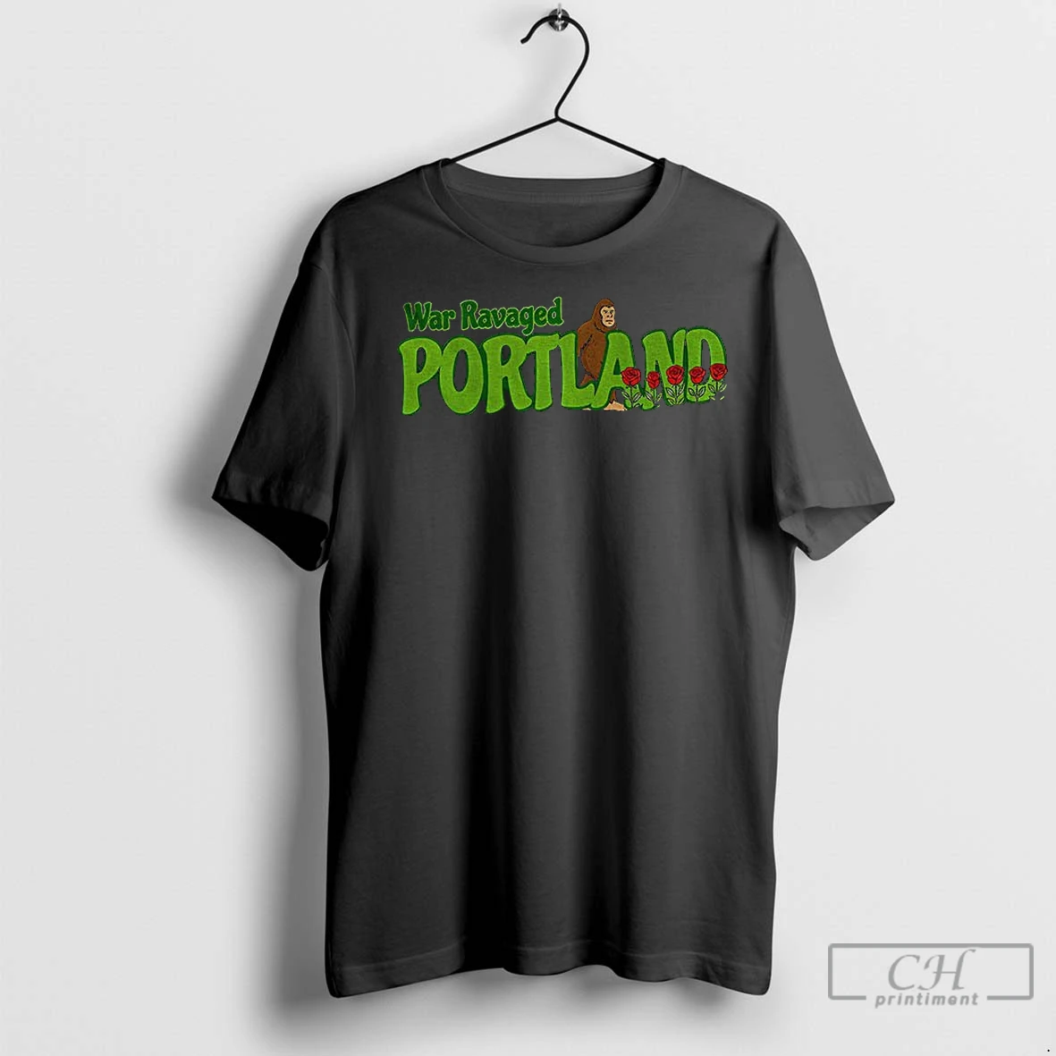 Classic War Ravaged Portland Bigfoot Graphic T Shirt