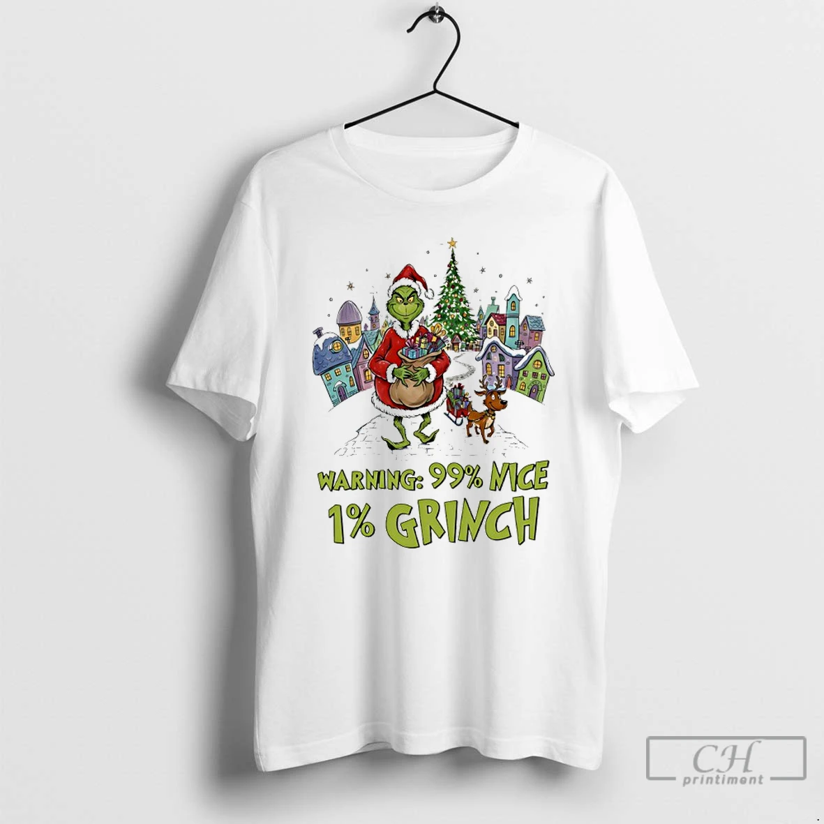 Classic Warning 99 Percent Nice 1 Percent Grinch Christmas T Shirts Hoodie
