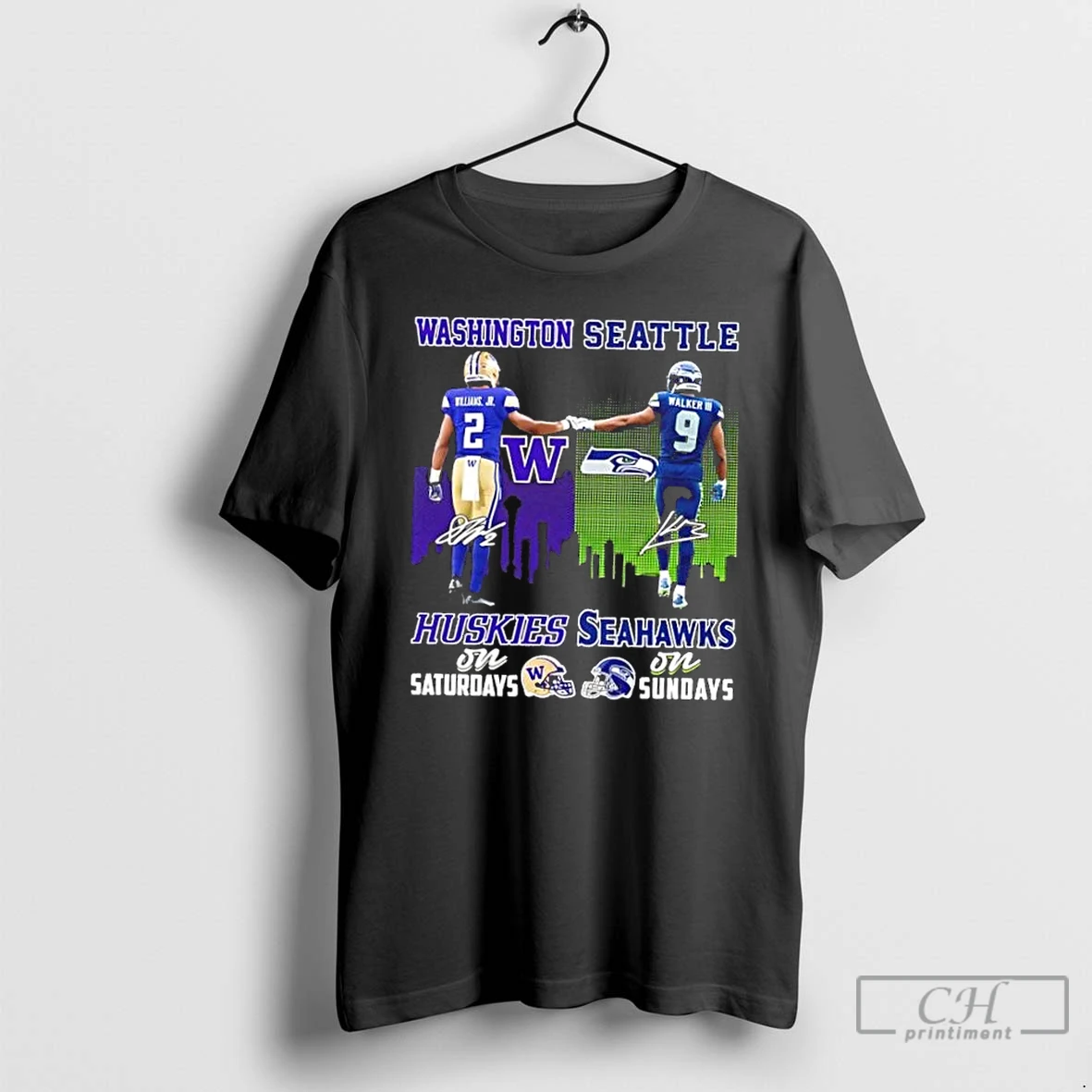 Classic Williams Jr Washington Huskies On Saturdays X Walker Iii Seattle Seahawks On Sundays Skyline T Shirts Hoodie