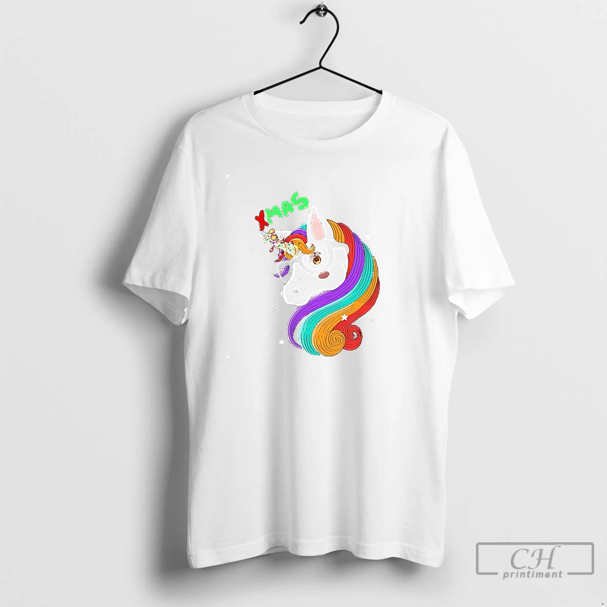 Classic Xmas Glasses Unicorn Rainbow Hair Holiday T Shirts Hoodie