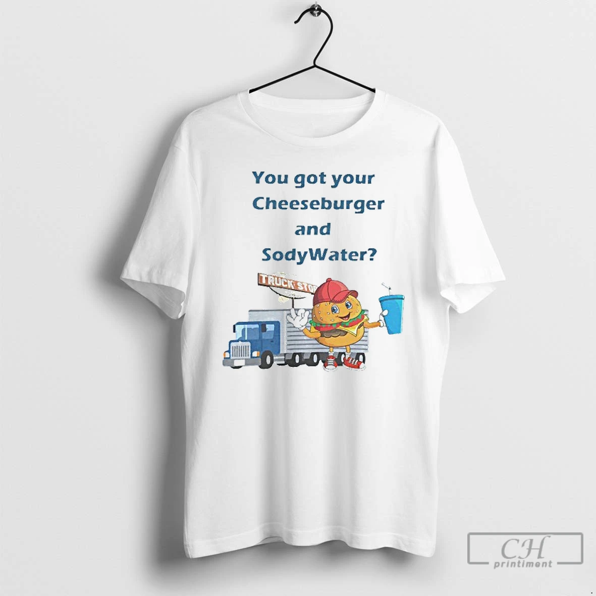 Classic You Got Your Cheeseburger And Soda Water Truck Stop Mens White Tee T Shirts Hoodie