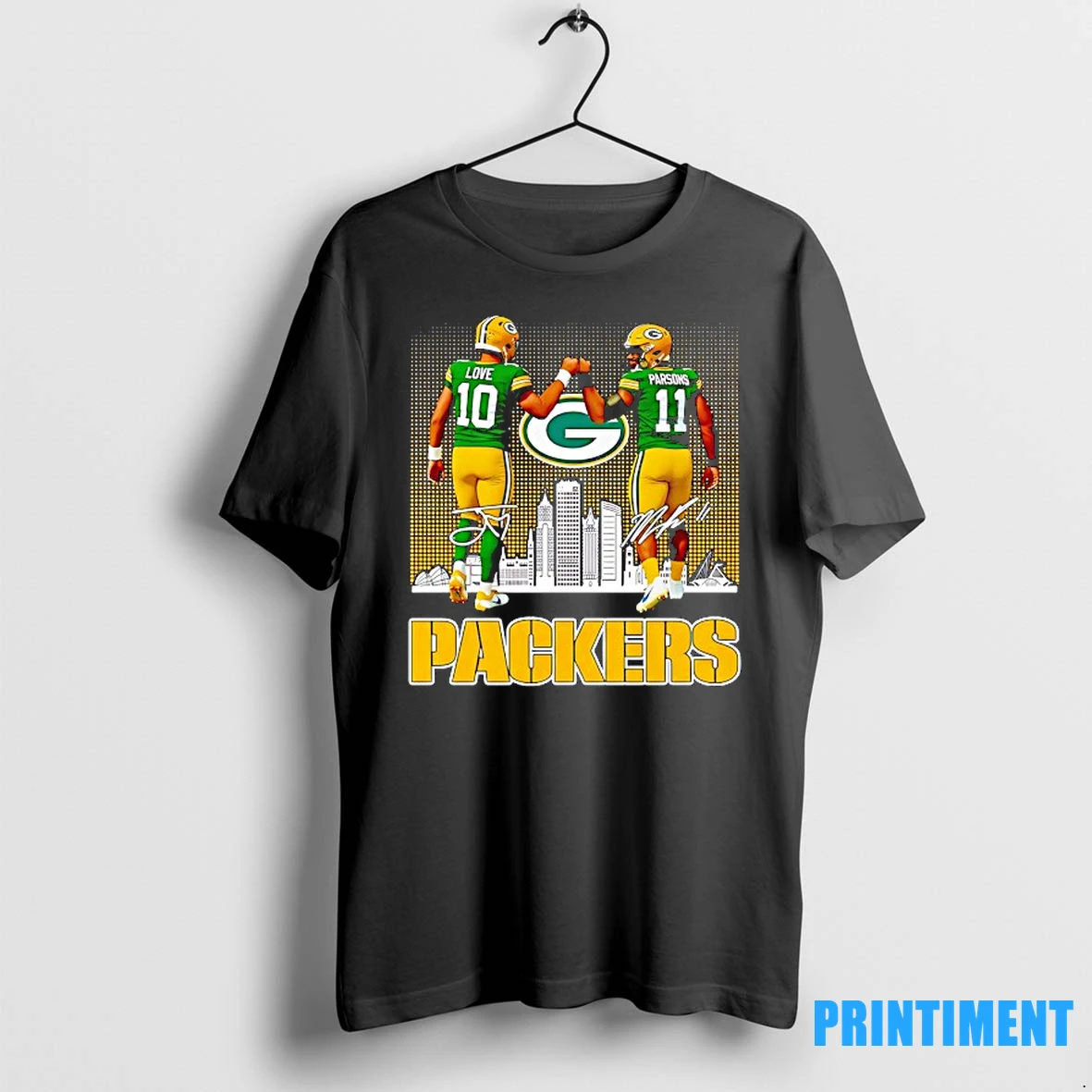 Green Bay Packers City Skyline Jordan Love And Micah Parsons Signatures Tshirts Sweater Hoodie