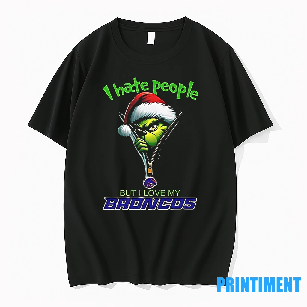 Grinch I Hate People But I Love My Boise State Broncos Merry Christmas Tshirts Sweater Hoodie