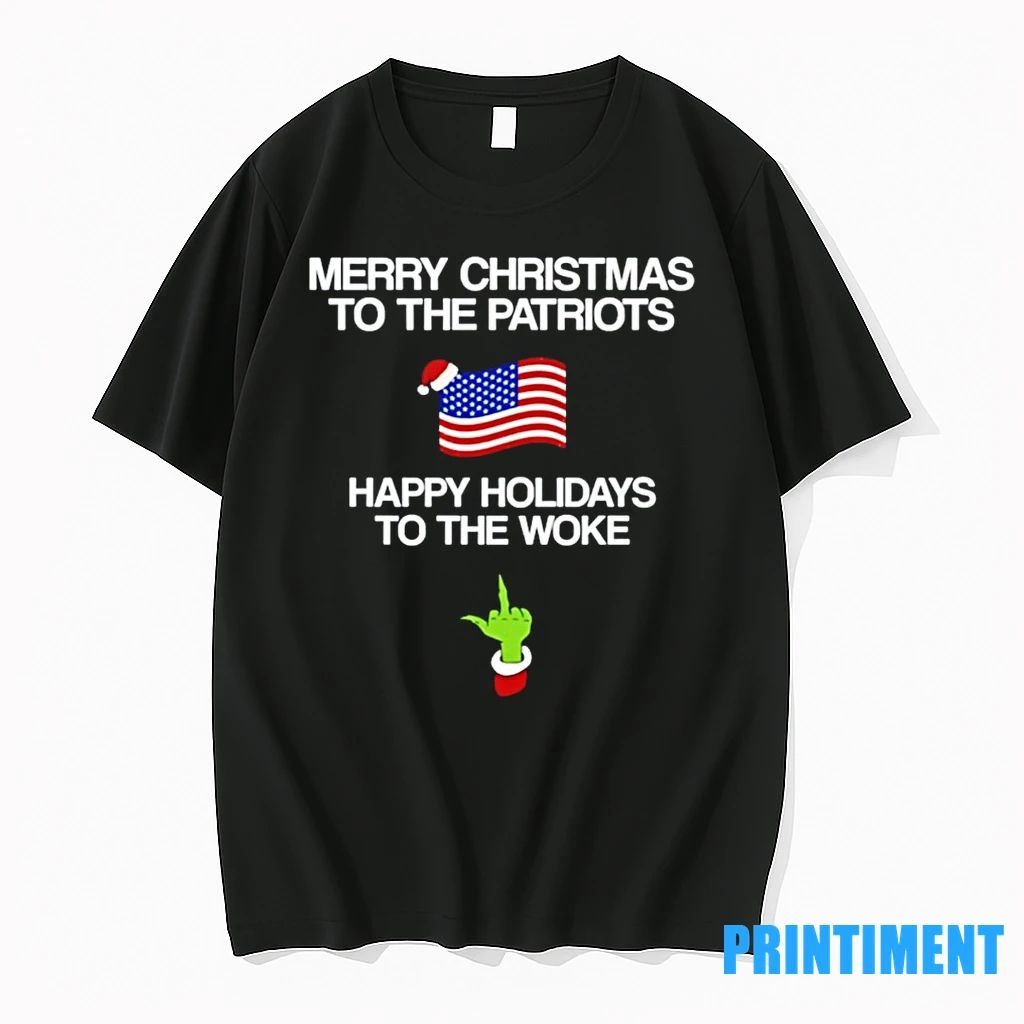 Grinch Middle Finger Merry Christmas To The Patriots Happy Holidays To The Woke Tshirts Sweater Hoodie