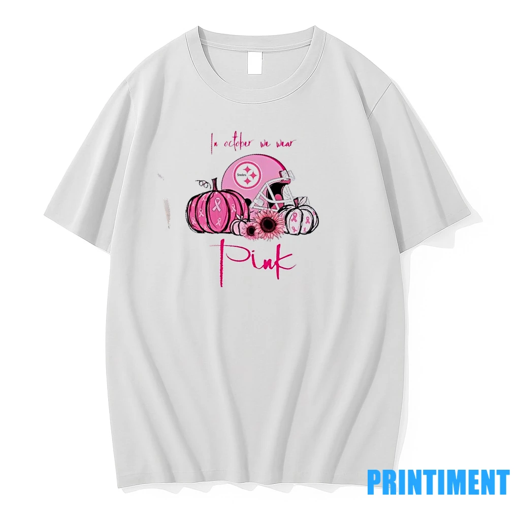 In October We Wear Pink Pittsburgh Steelers Football Helmet Tshirts Sweater Hoodie