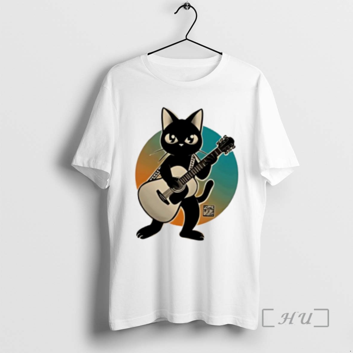 Limited Edition Acoustic Guitar Black Cat Tee Shirt Sweater Hoodie