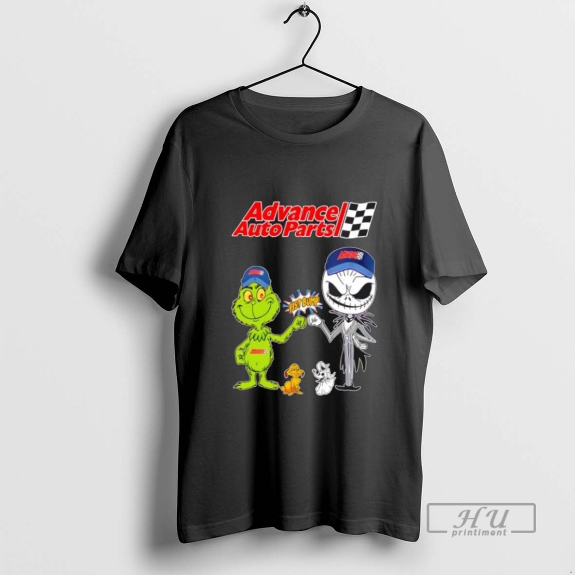 Limited Edition Advance Auto Parts X Grinch And Jack Skellington Fist Bump Uniwilling Friends Graphic Tee Shirt Sweatshirt Hoodies