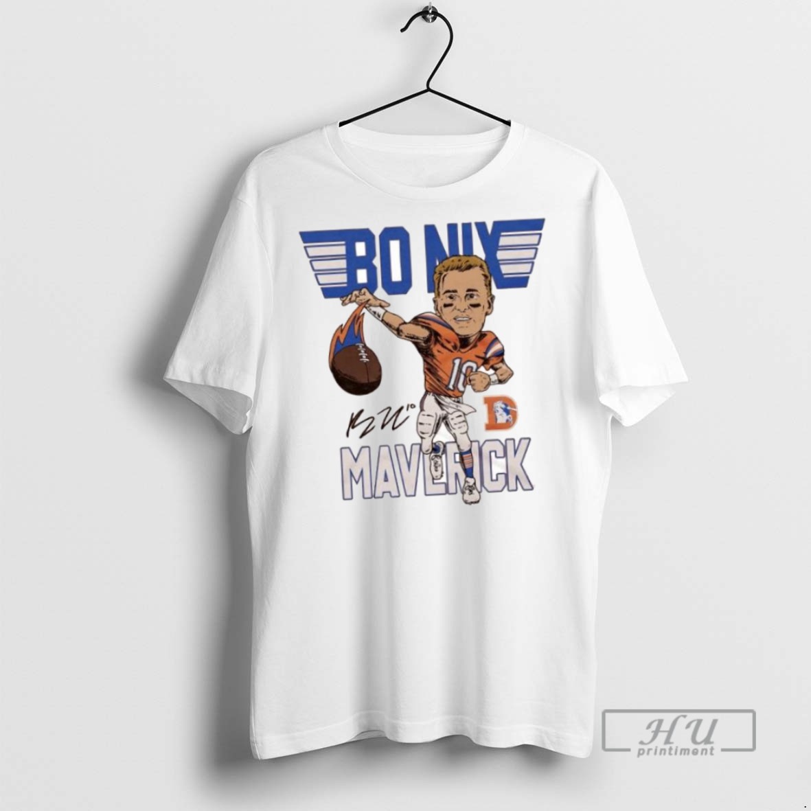 Limited Edition Bo Nix Denver Broncos Nfl Caricature Signature Ornaments Graphic Tee Shirt Sweatshirt Hoodies