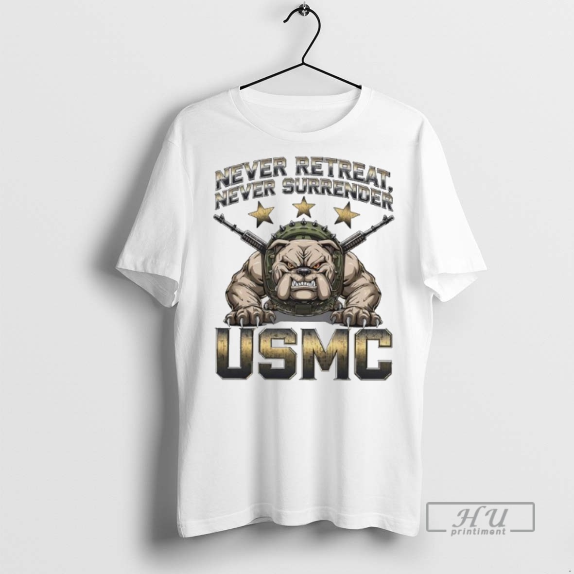 Limited Edition Bulldog Never Retreat Never Surrender Usmc Marine Corps Military Veteran Patriotic Graphic Tee Shirt Sweatshirt Hoodies