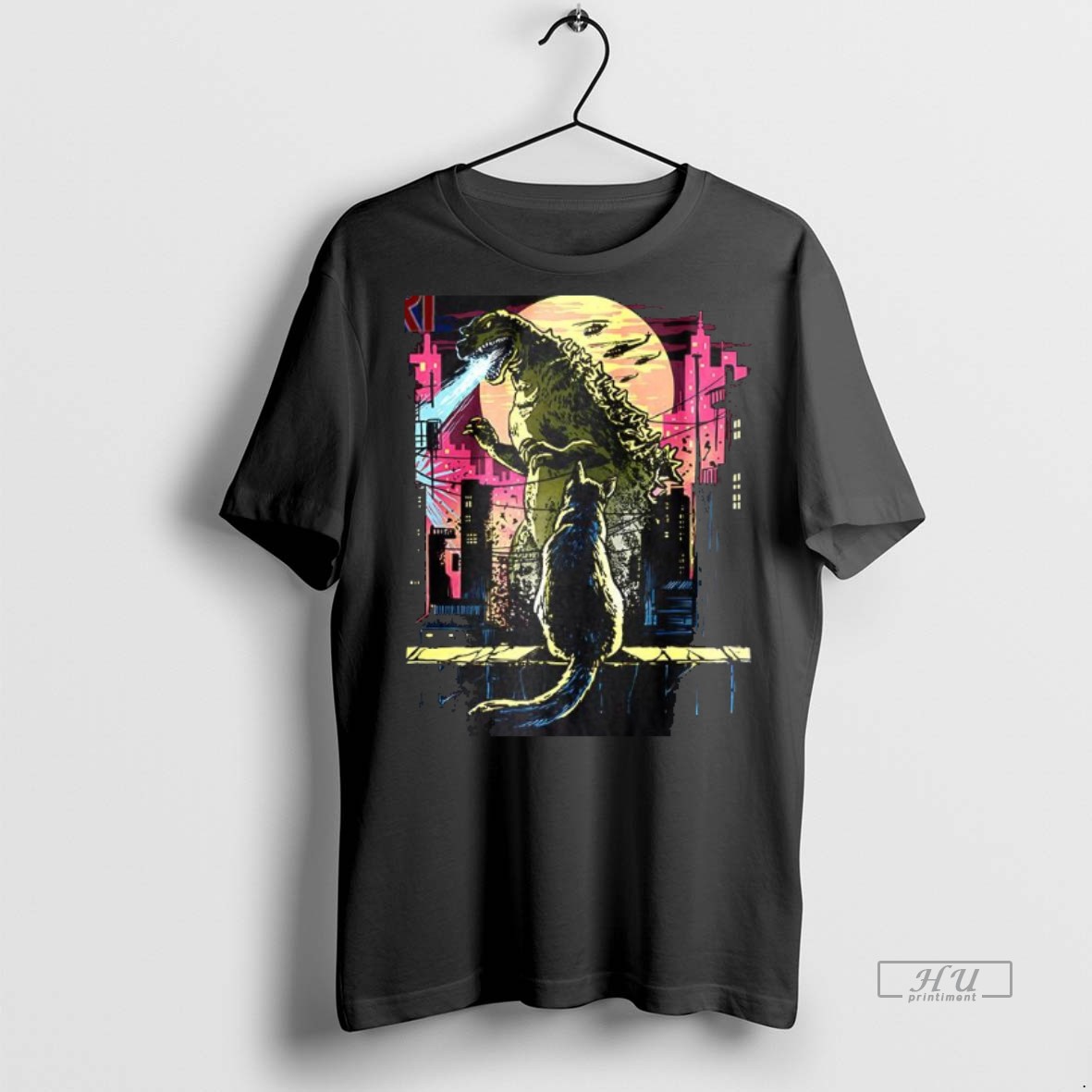 Limited Edition Cat Watching The Kaiju Tee Shirt Sweater Hoodie