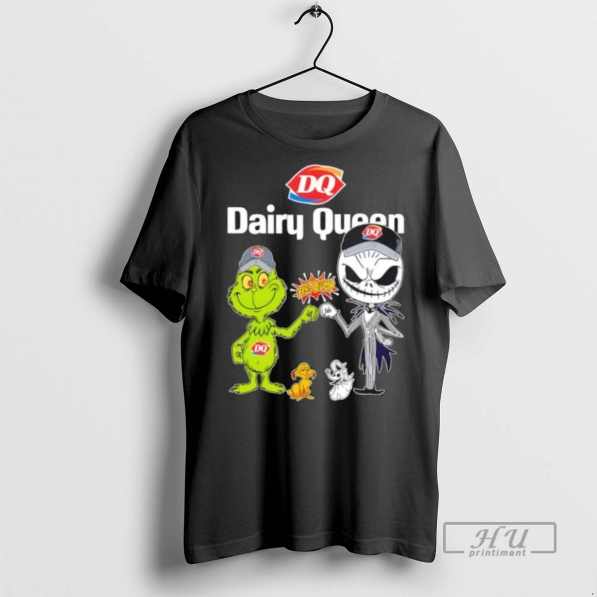 Limited Edition Dairy Queen X Grinch And Jack Skellington Fist Bump Uniwilling Friends Graphic Tee Shirt Sweatshirt Hoodies