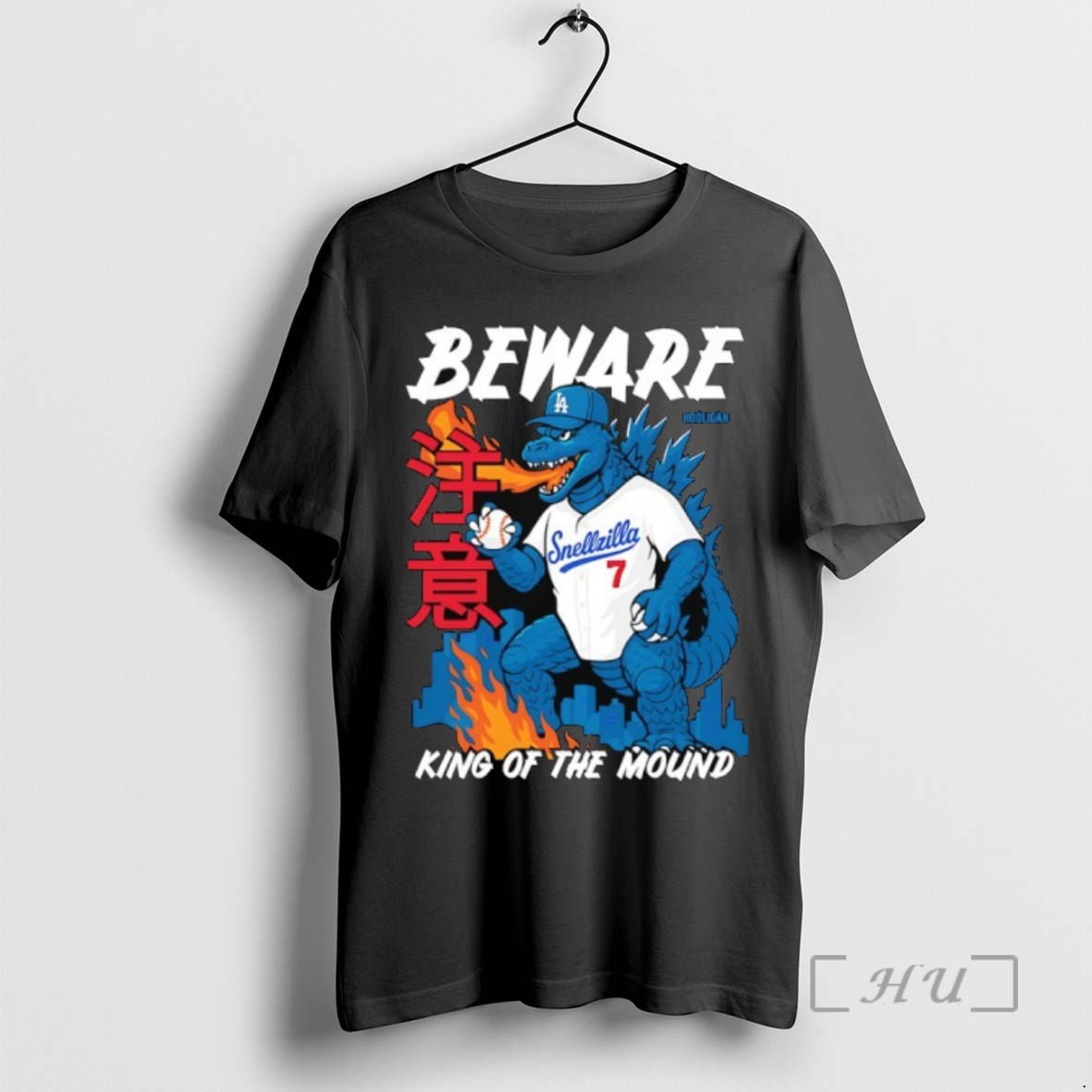 Limited Edition Godzilla Los Angeles Dodgers Beware King Of The Mound Tee Shirt Sweater Hoodie