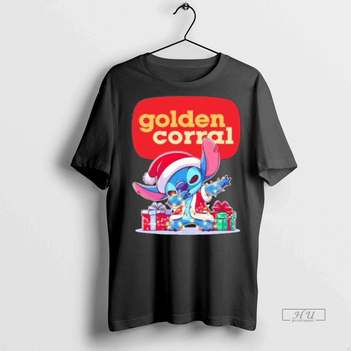 Limited Edition Golden Corral Christmas Dabbing Santa Stitch Light Tee Shirt Sweater Hoodie