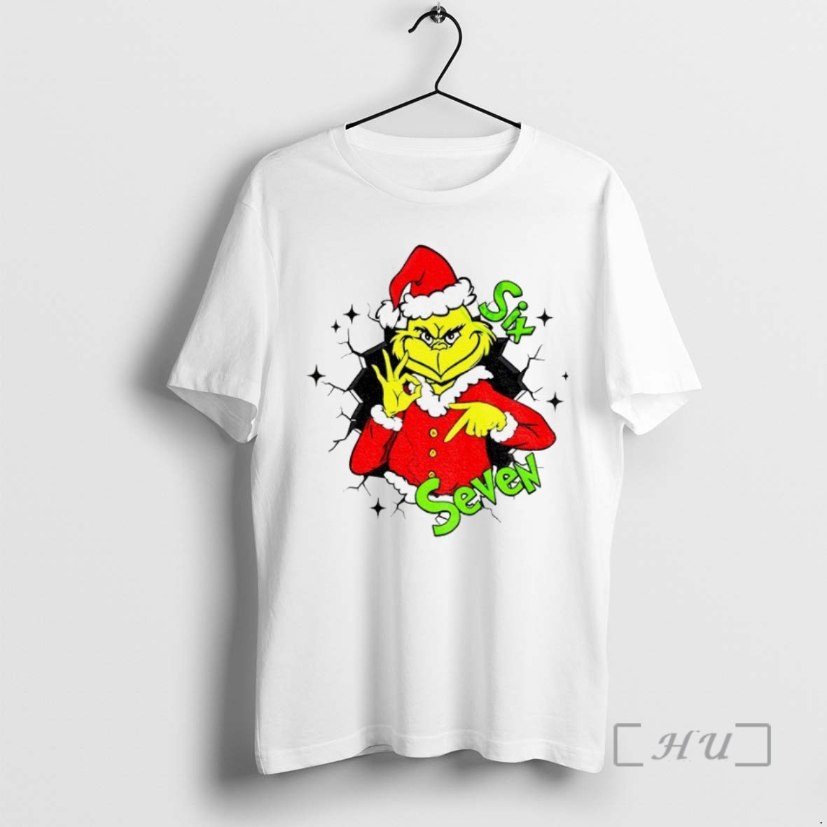 Limited Edition Grinch 6 7 Six Seven Meme Christmas Green Mean Guy Tee Shirt Sweater Hoodie