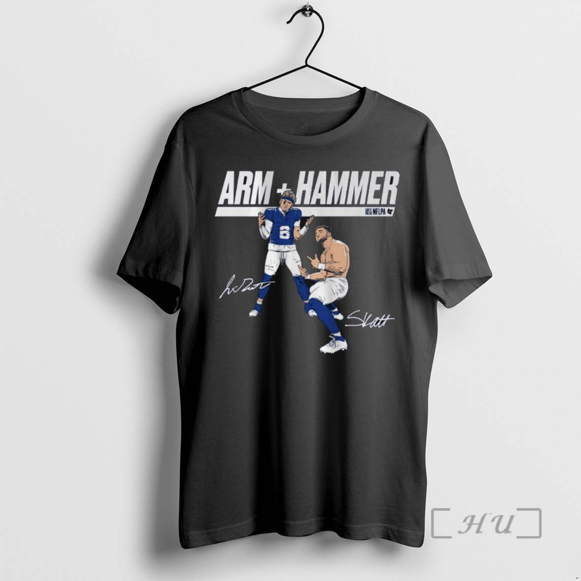 Limited Edition Jaxson Dart And Cam Skattebo Arm Hammer New York Giants Nfl Signatures Fanart Tee Shirt Sweater Hoodie