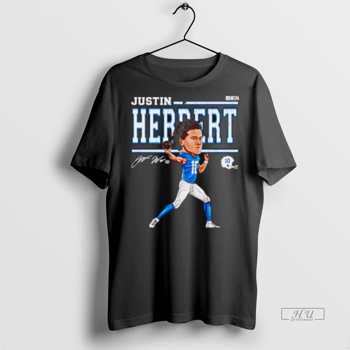 Limited Edition Justin Herbert Los Angeles Chargers Caricature Signature Tee Shirt Sweater Hoodie