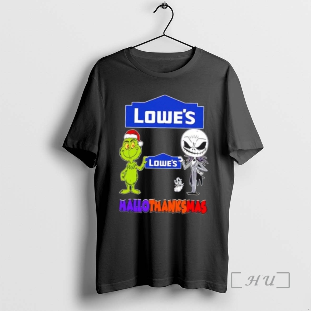 Limited Edition Lowes X Grinch And Jack Skellington Friends Fist Bump Happy Hallothanksmas T Shirts Sweater Hoodie