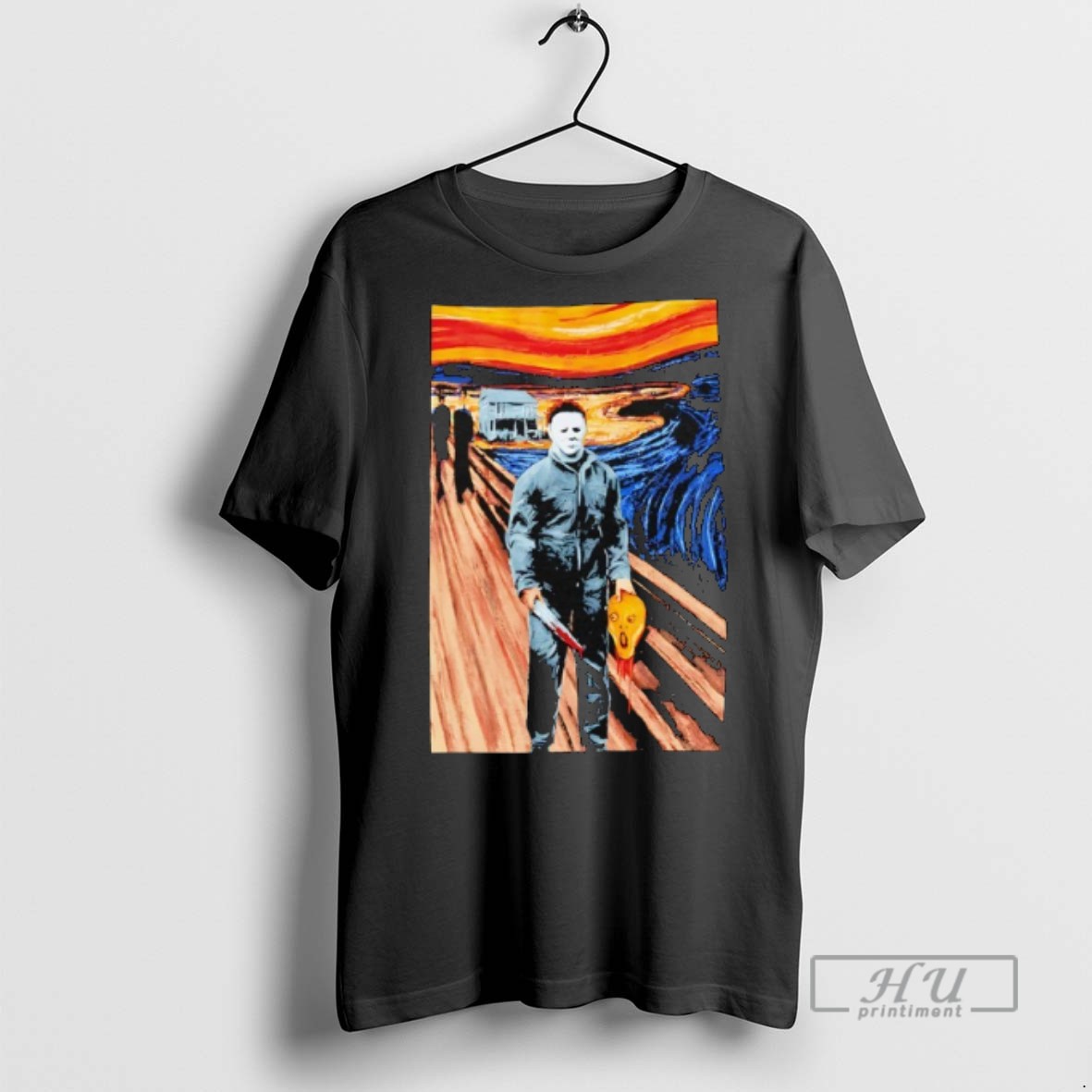 Limited Edition Michael Myers Halloween Mashup The Scream Edvard Munch Graphic Tee Shirt Sweatshirt Hoodies